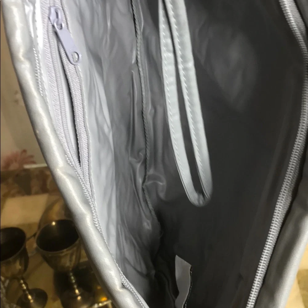 Grey Faux Leather MCI Clutch Purse with Strap